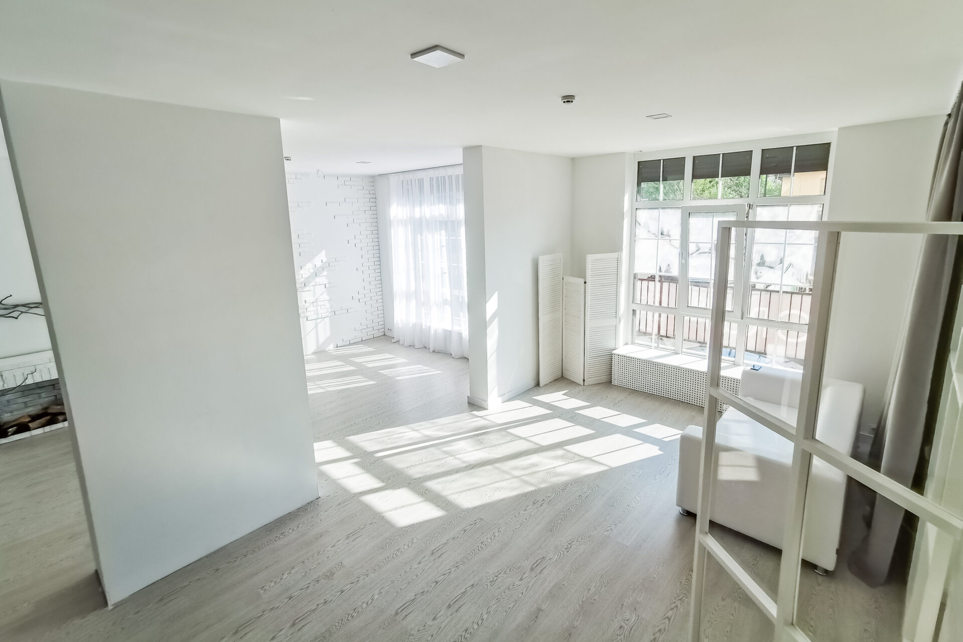 room addition in flat with white walls